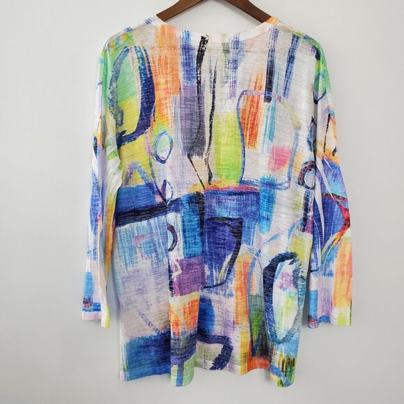 Jess & Jane Womens Abstract Geometric Tunic Top Size XL Colorful Art To Wear - Picture 3 of 8